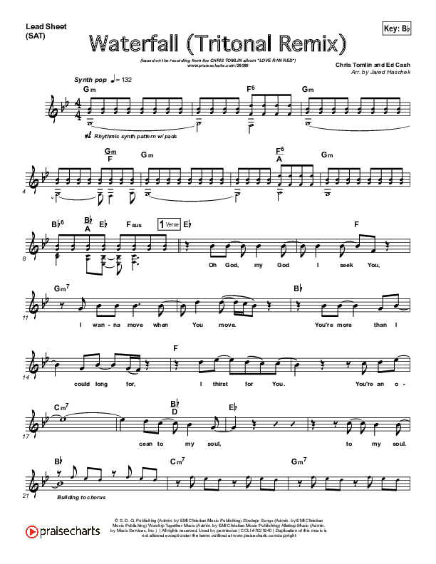 Waterfall (Remix) Lead Sheet (Chris Tomlin)