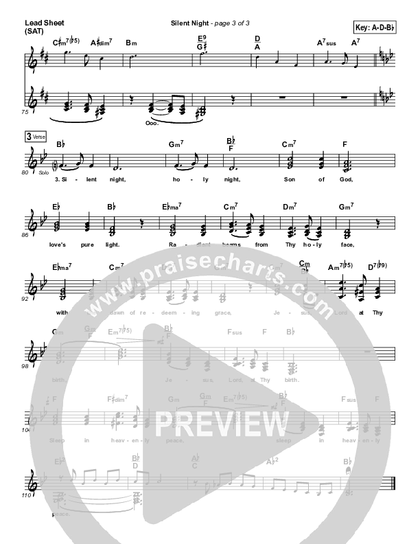 Silent Night Lead Sheet (SAT) (Michael W. Smith)