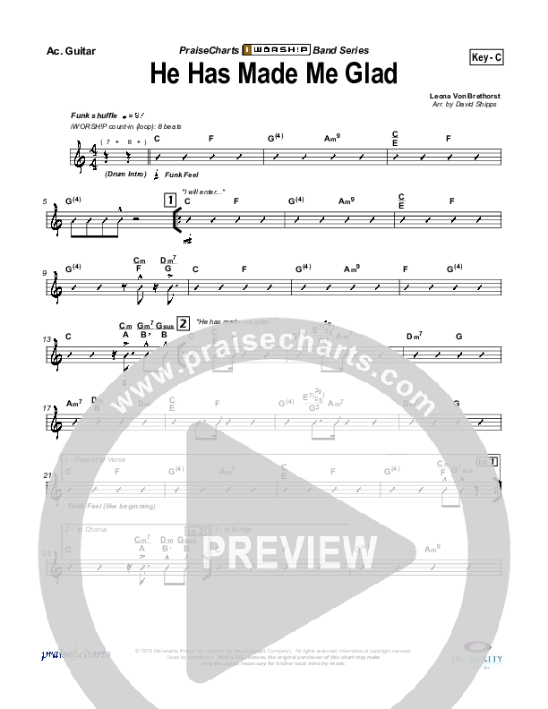 He Has Made Me Glad Acoustic Guitar (Leona Von Brethorst)