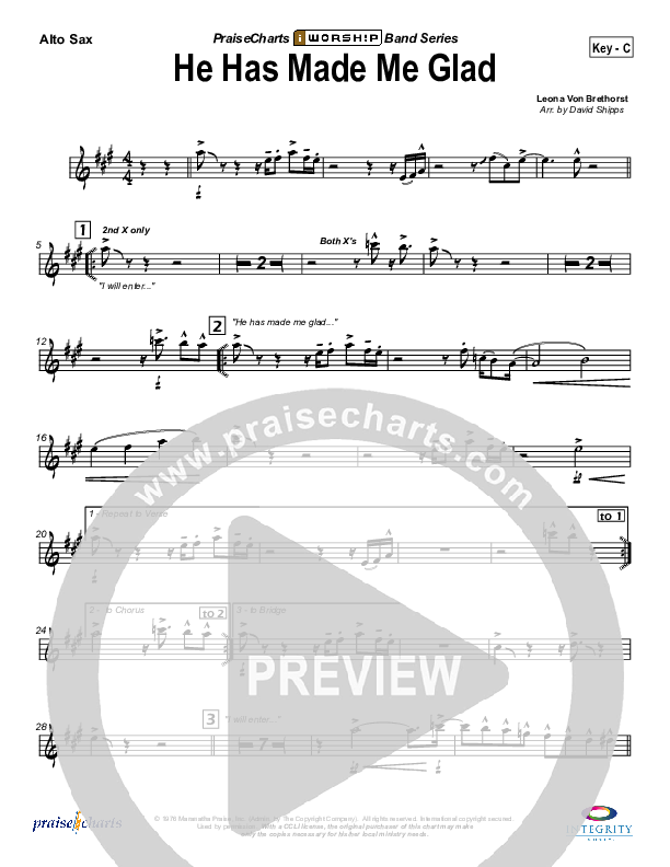 He Has Made Me Glad Alto Sax (Leona Von Brethorst)