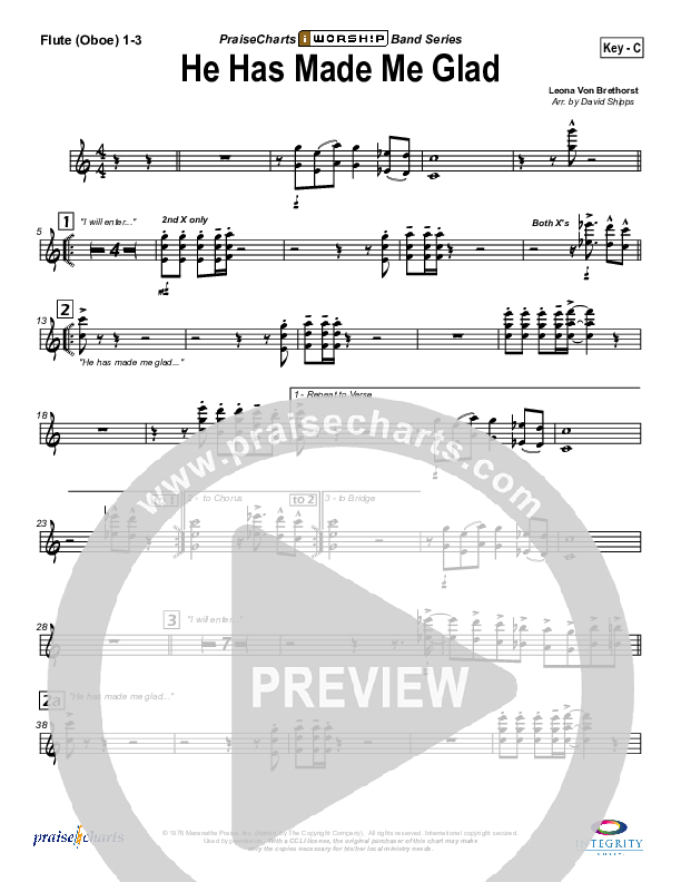 He Has Made Me Glad Flute/Oboe 1/2/3 (Leona Von Brethorst)