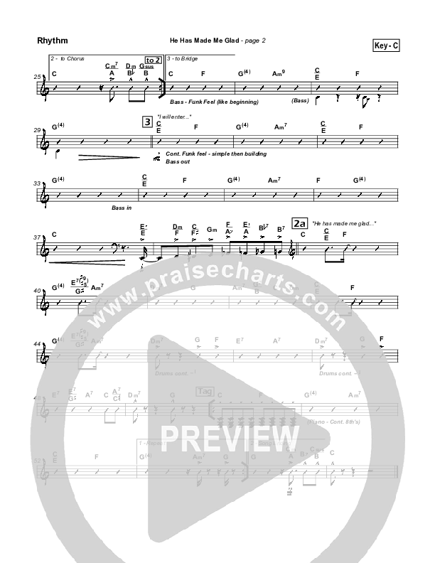 He Has Made Me Glad Rhythm Chart (Leona Von Brethorst)