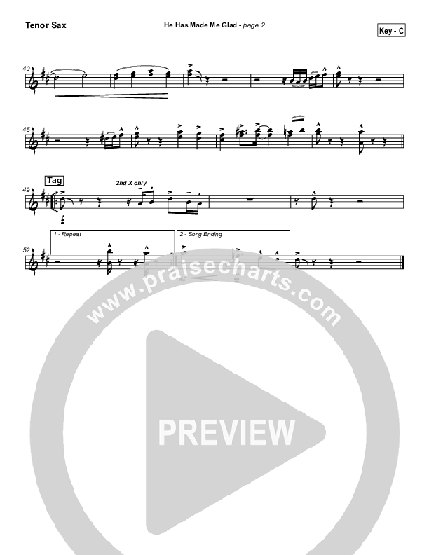 He Has Made Me Glad Tenor Sax 2 (Leona Von Brethorst)