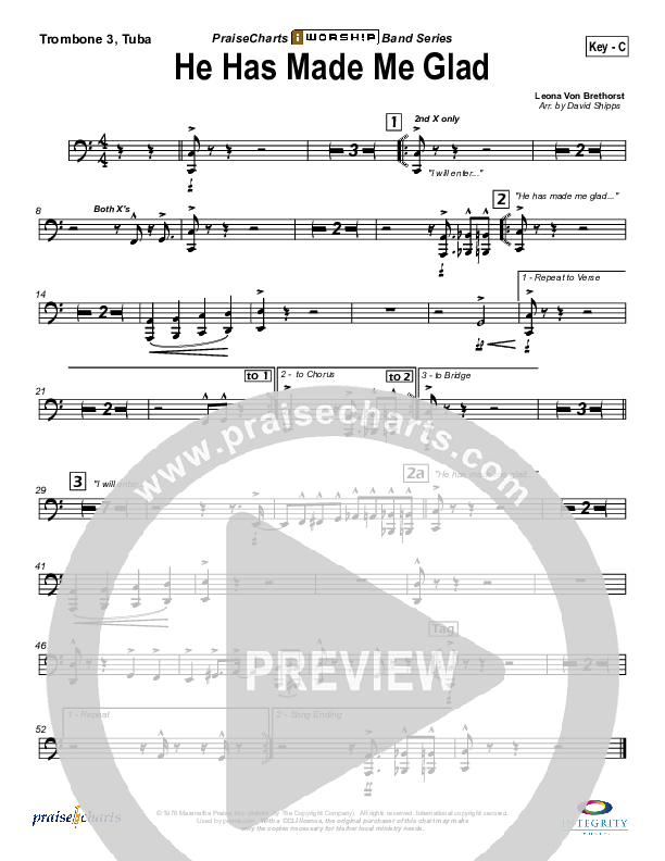 He Has Made Me Glad Trombone 3/Tuba (Leona Von Brethorst)