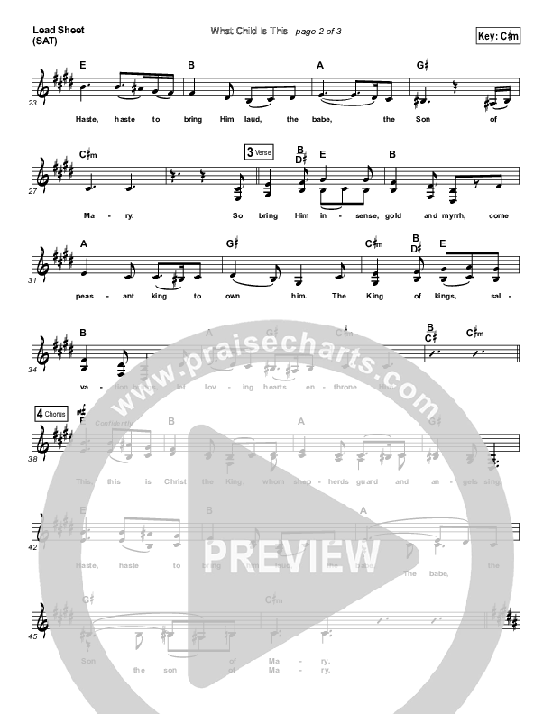 What Child Is This Lead Sheet (SAT) (Michael W. Smith)