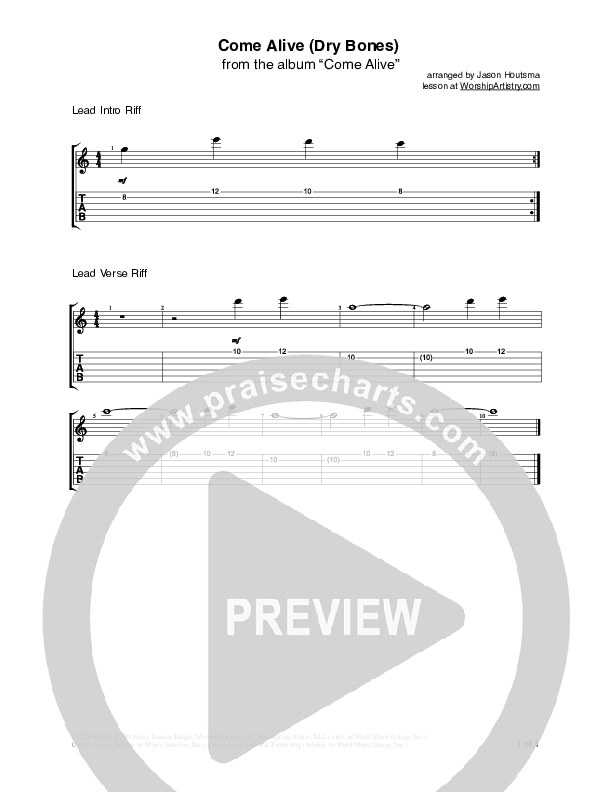 Come Alive (Dry Bones) Guitar Tab (Centricity Worship / Lauren Daigle)