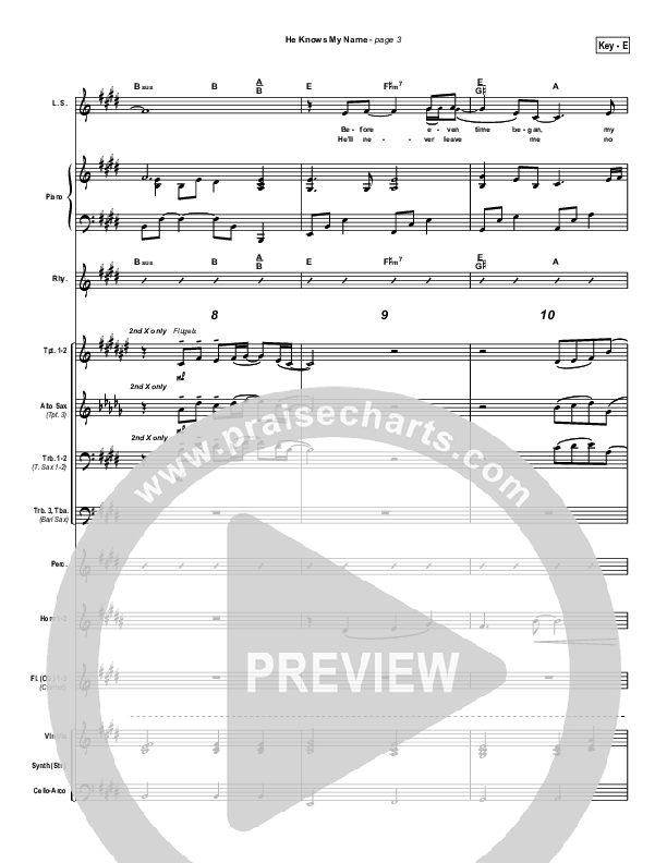 He Knows My Name Conductor's Score (Tommy Walker)