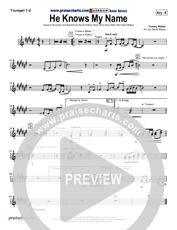 He Knows My Name Brass Pack (Tommy Walker)