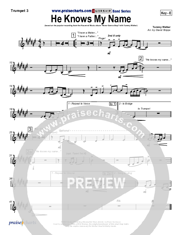 He Knows My Name Brass Pack (Tommy Walker)