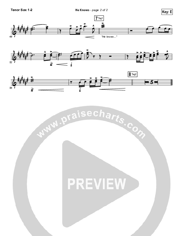 He Knows Tenor Sax 1/2 (Jeremy Camp)