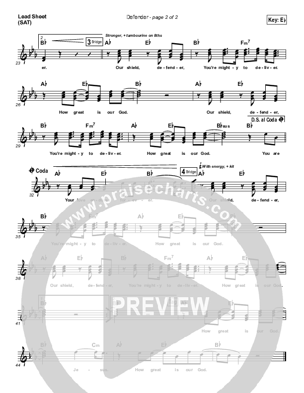 Defender Lead Sheet (NewSpring Worship)