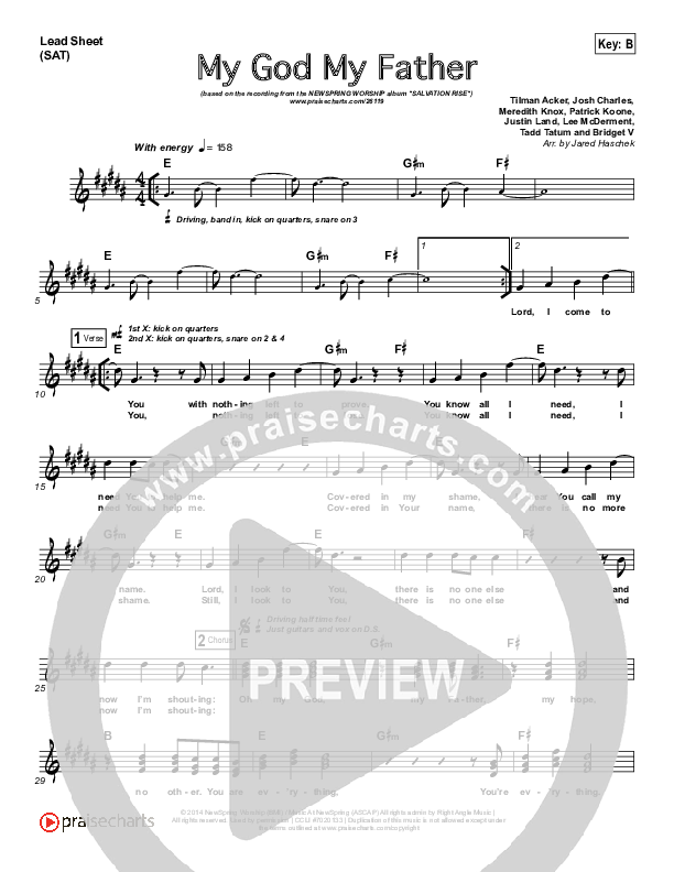 My God My Father Lead Sheet (NewSpring Worship)