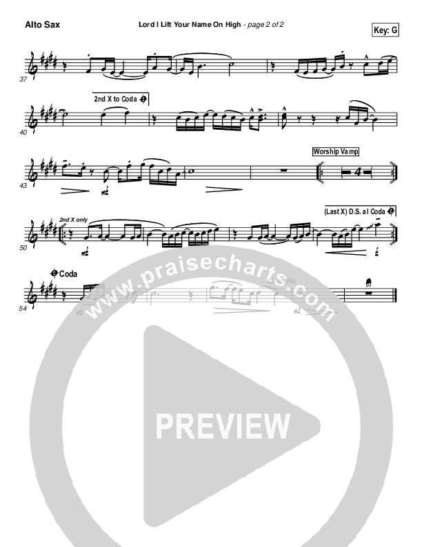 Lord I Lift Your Name On High Alto Sax (Paul Baloche)