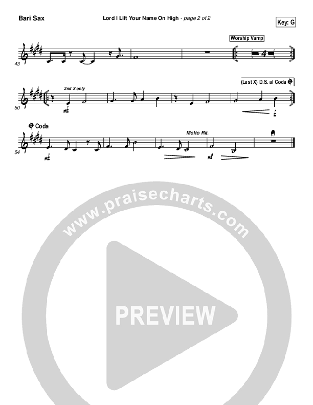 Lord I Lift Your Name On High Bari Sax (Paul Baloche)