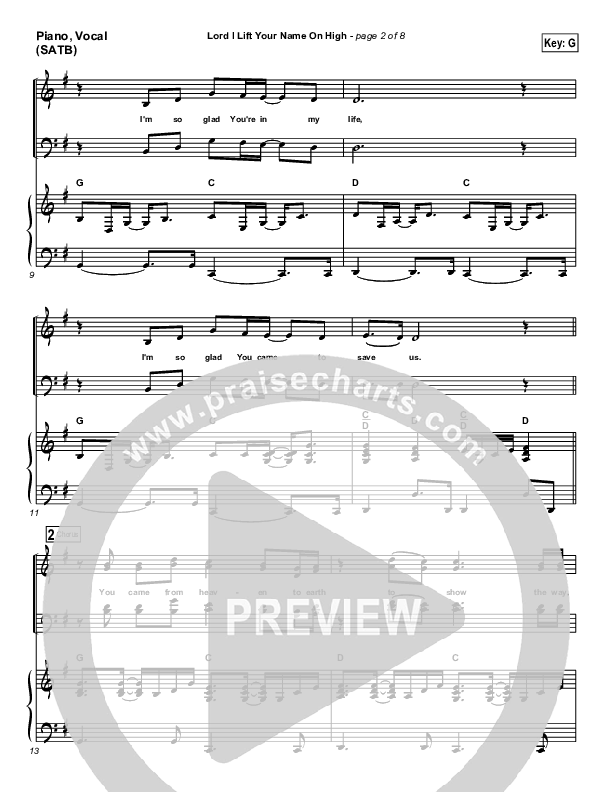 Lord I Lift Your Name On High Piano/Vocal (Paul Baloche)