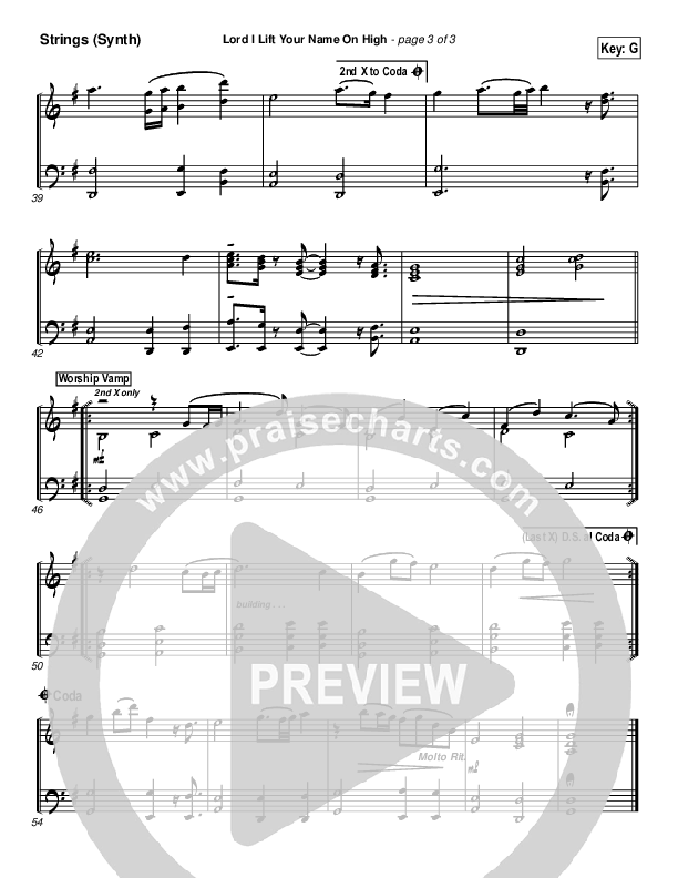 Lord I Lift Your Name On High Synth Strings (Paul Baloche)