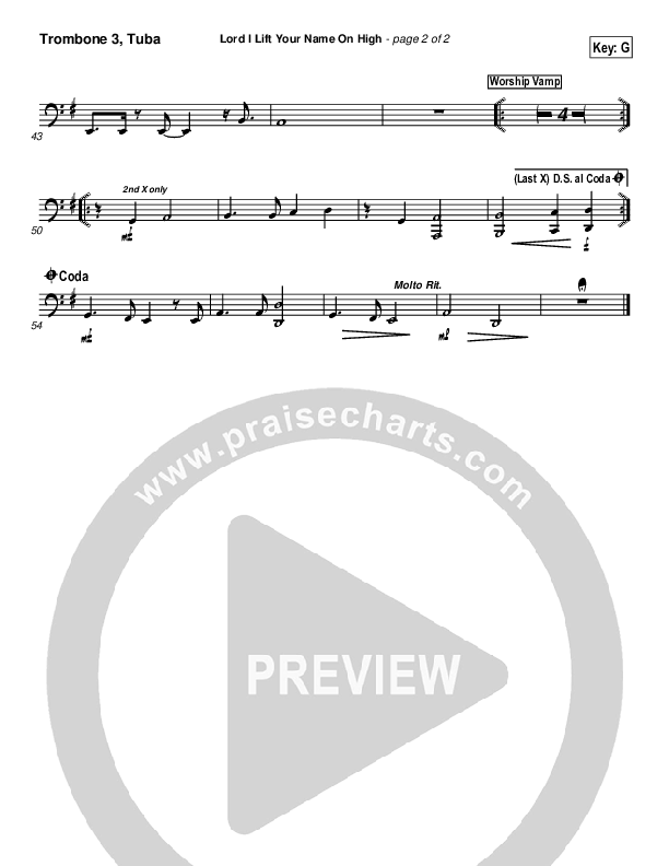 Lord I Lift Your Name On High Trombone 3/Tuba (Paul Baloche)