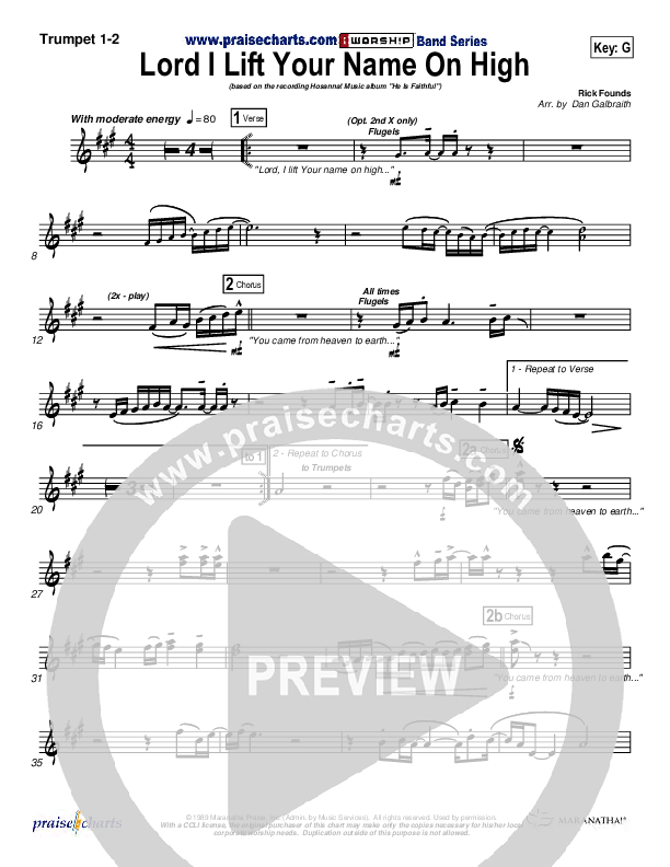 Lord I Lift Your Name On High Trumpet 1,2 (Paul Baloche)