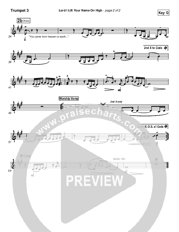 Lord I Lift Your Name On High Trumpet 3 (Paul Baloche)