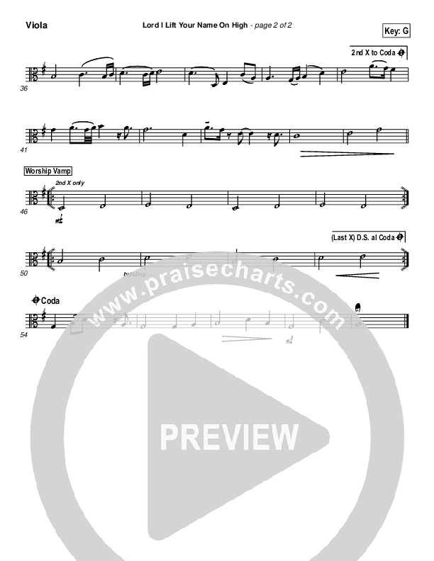 Lord I Lift Your Name On High Viola (Paul Baloche)