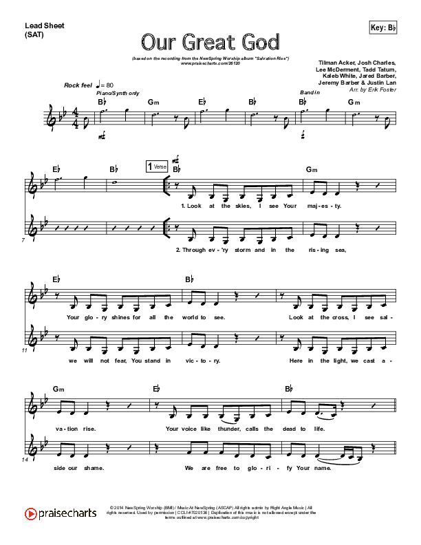 Our Great God Lead Sheet (SAT) (NewSpring Worship)