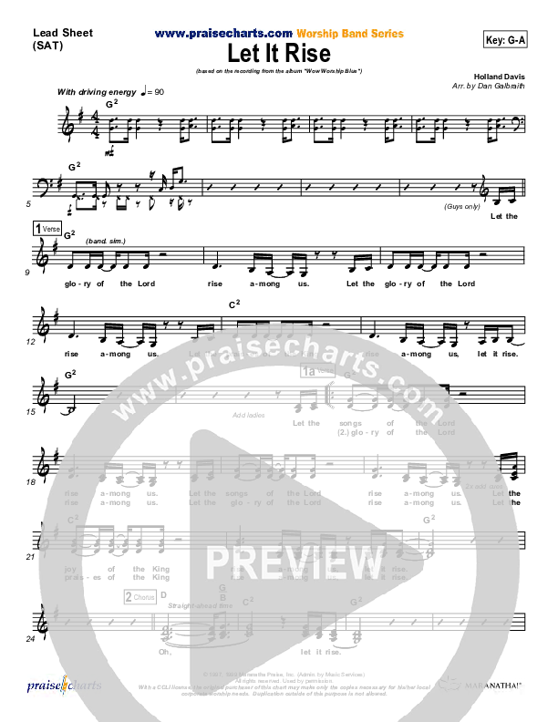 Let It Rise Lead Sheet (Holland Davis)