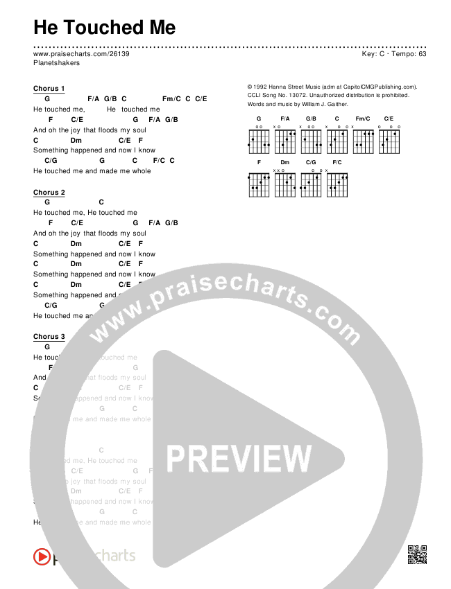 He Touched Me Chords & Lyrics (Planetshakers)