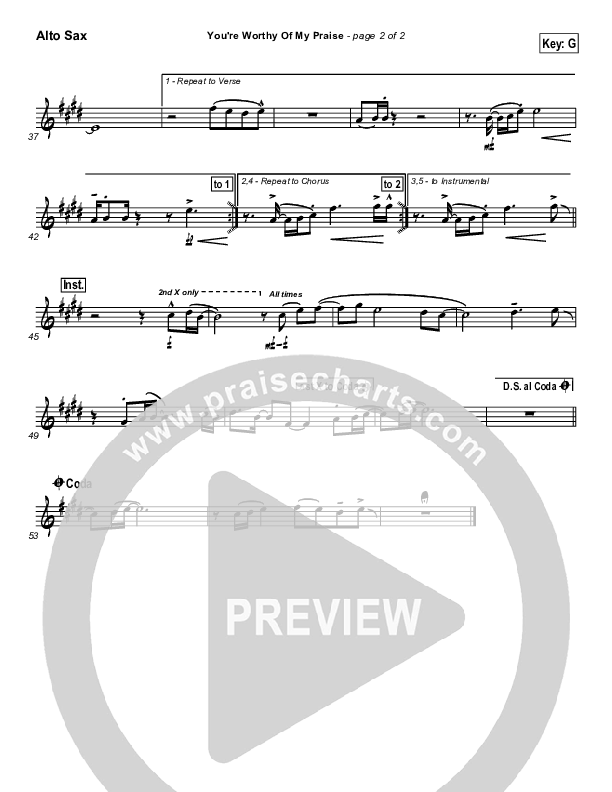 You're Worthy Of My Praise Alto Sax (Passion)