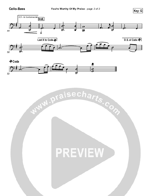 You're Worthy Of My Praise Cello/Bass (Passion)