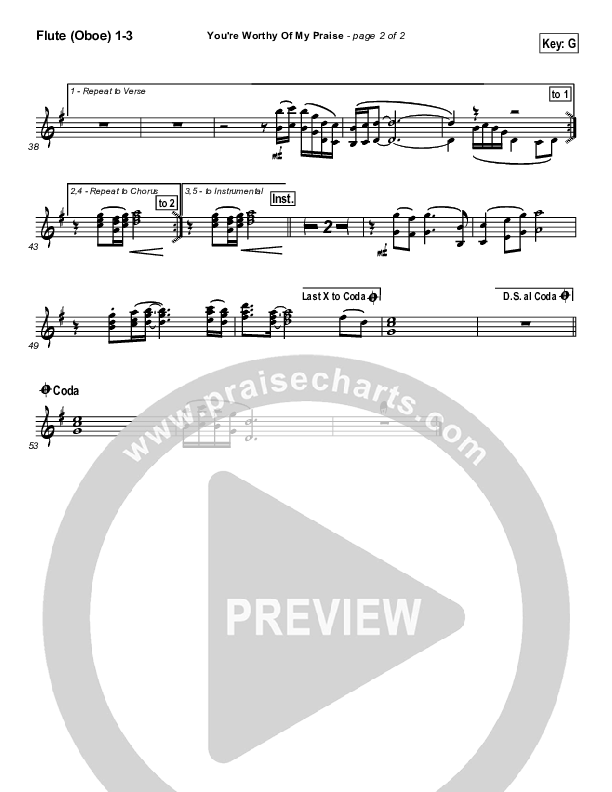 You're Worthy Of My Praise Flute/Oboe 1/2/3 (Passion)