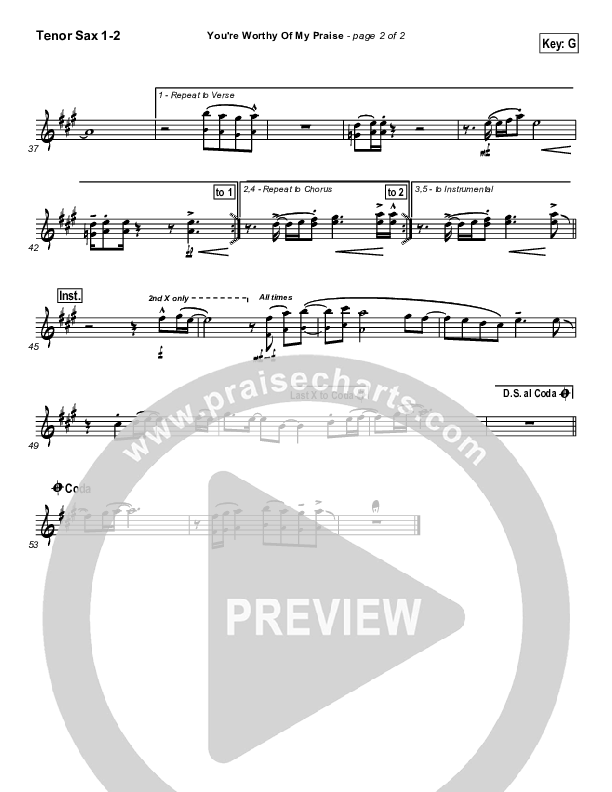You're Worthy Of My Praise Tenor Sax 1/2 (Passion)