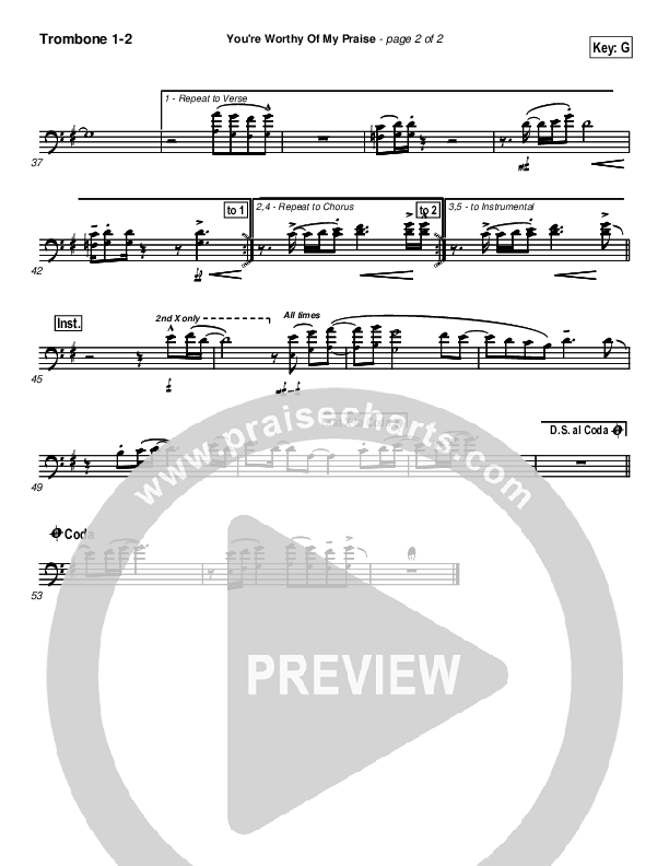 You're Worthy Of My Praise Trombone 1/2 (Passion)