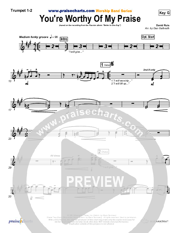You're Worthy Of My Praise Trumpet 1,2 (Passion)
