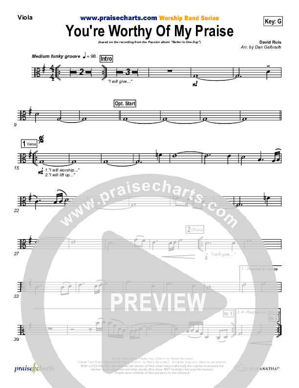 You're Worthy Of My Praise Viola (Passion)