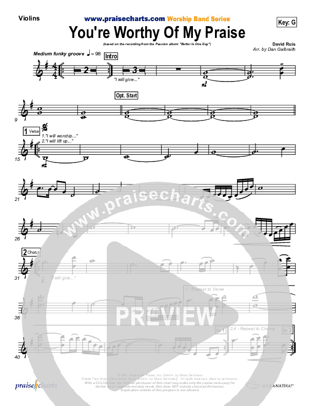 You're Worthy Of My Praise Violins (Passion)