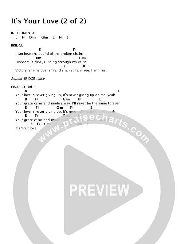 It's Your Love Chords & Lyrics (Planetshakers)