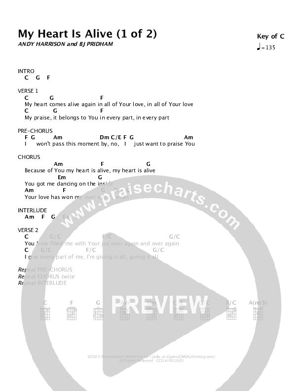 My Heart Is Alive Chords & Lyrics (Planetshakers)