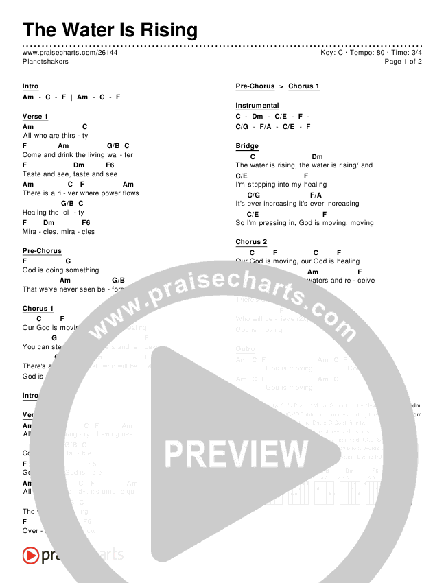 The Water Is Rising Chords & Lyrics (Planetshakers)