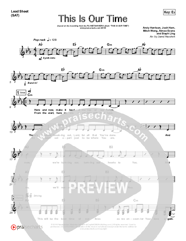 This Is Our Time Lead Sheet (Planetshakers)