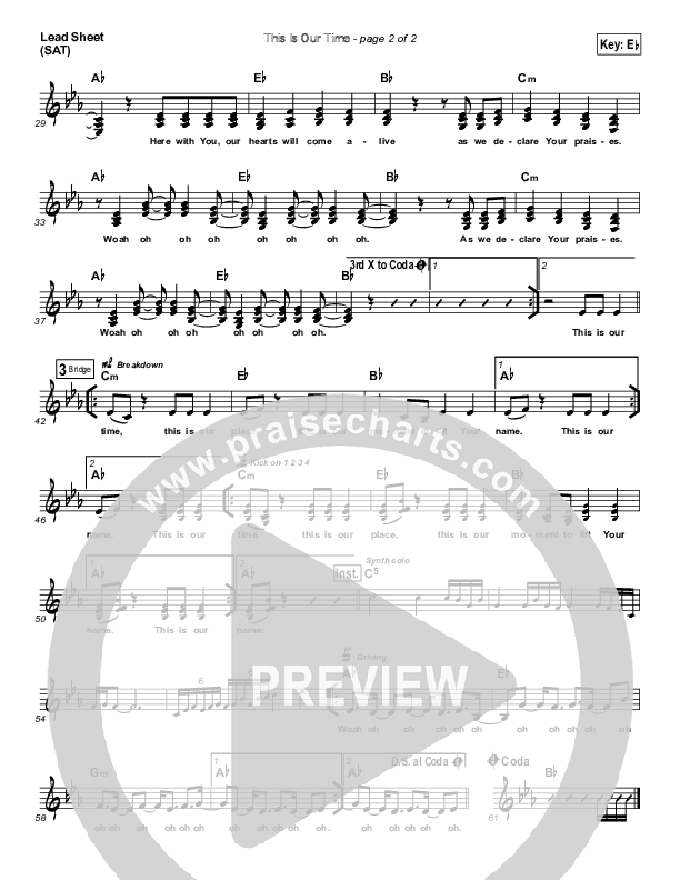 This Is Our Time Lead Sheet (Planetshakers)
