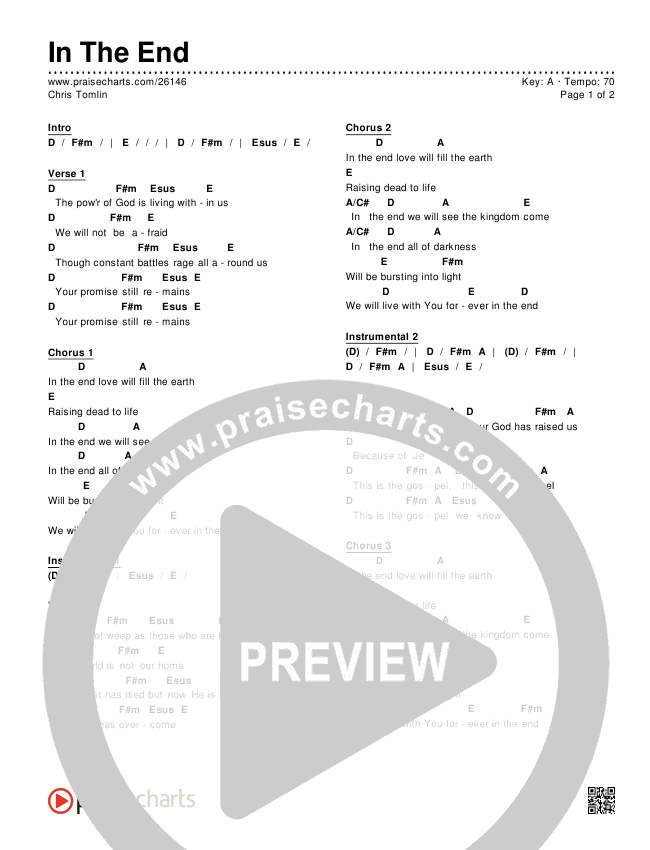 In The End Chords & Lyrics (Chris Tomlin)