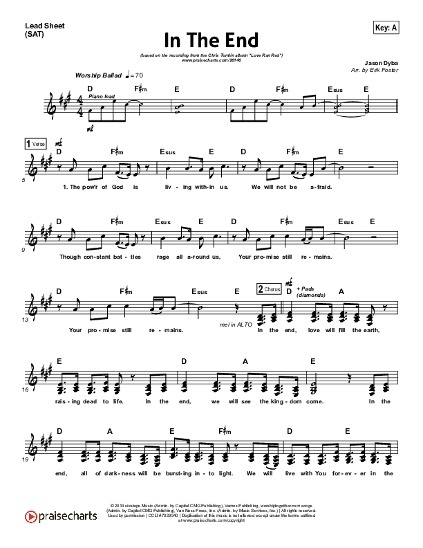 In The End Lead Sheet (Chris Tomlin)