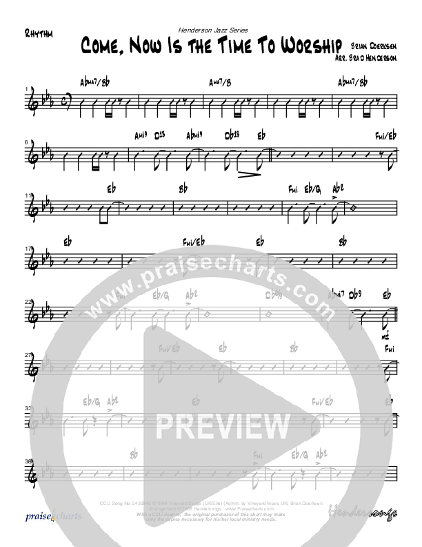 Come Now Is The Time To Worship (Instrumental) Rhythm Chart (Brad Henderson)