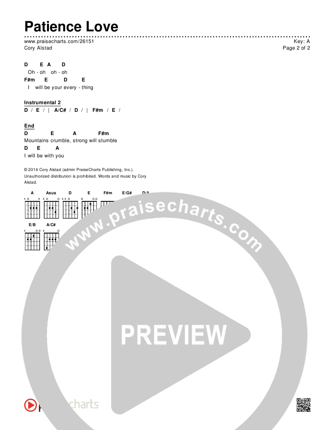 Patience Love Chords & Lyrics (Cory Alstad)