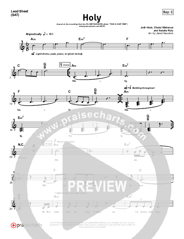 Holy Lead Sheet (SAT) (Planetshakers)