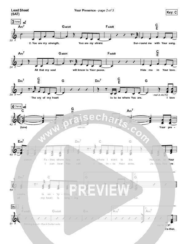 Your Presence Lead Sheet (Planetshakers)