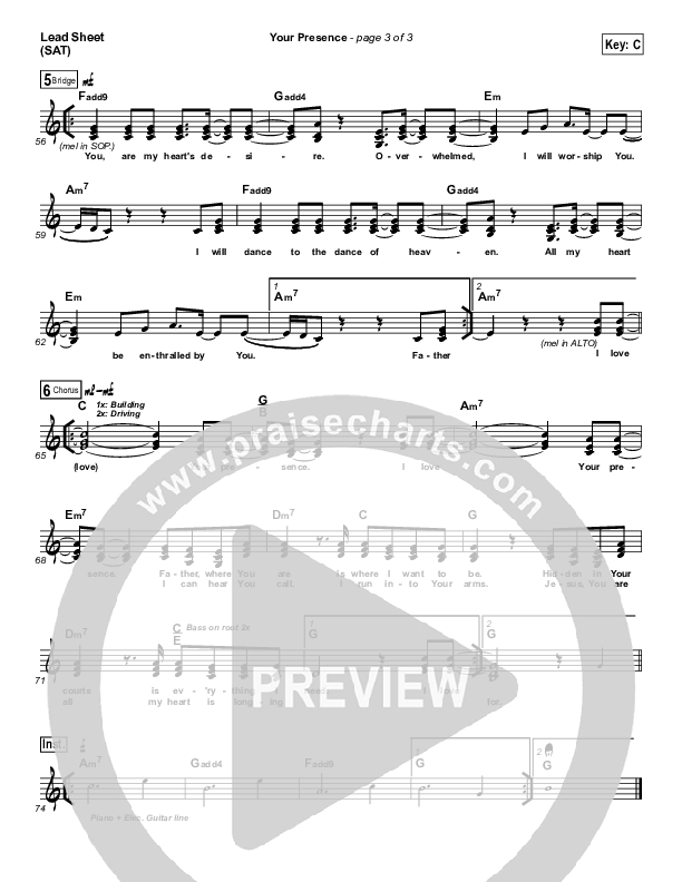 Your Presence Lead Sheet (SAT) (Planetshakers)