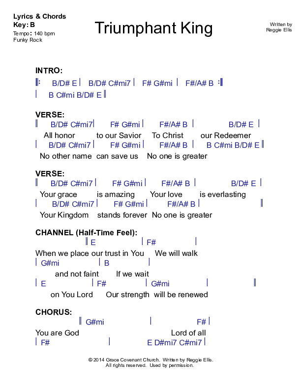 Triumphant King Chords & Lyrics (Grace Covenant Worship)