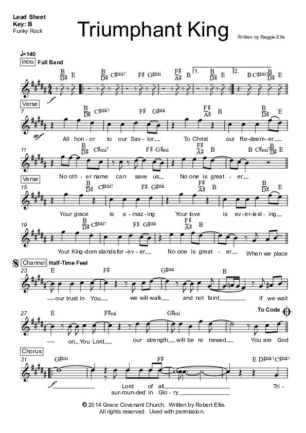 Triumphant King Lead Sheet (Grace Covenant Worship)