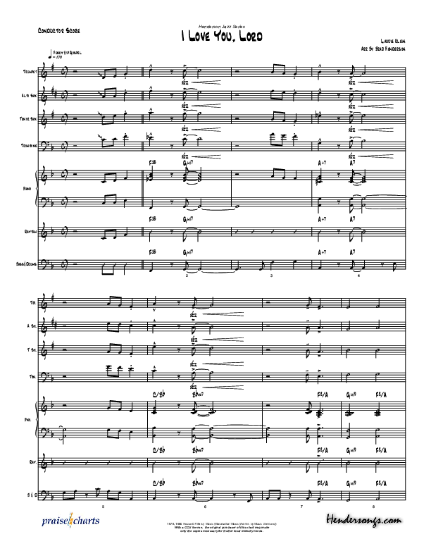 I Love You Lord (Instrumental) Conductor's Score (Brad Henderson)